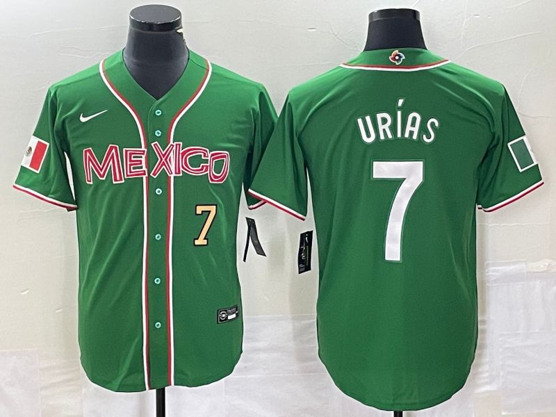 Men 2023 World Cub Mexico 7 Urias Green white Nike MLB Jersey7